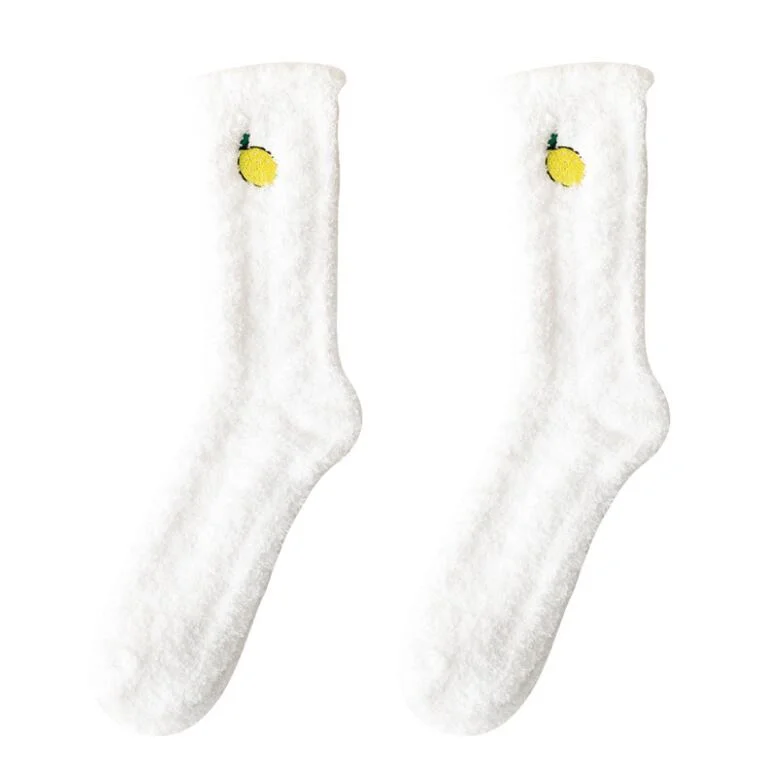 Womens Fuzzy Socks Custom Embroidery Logo Fleece Sipper Socks for Winter