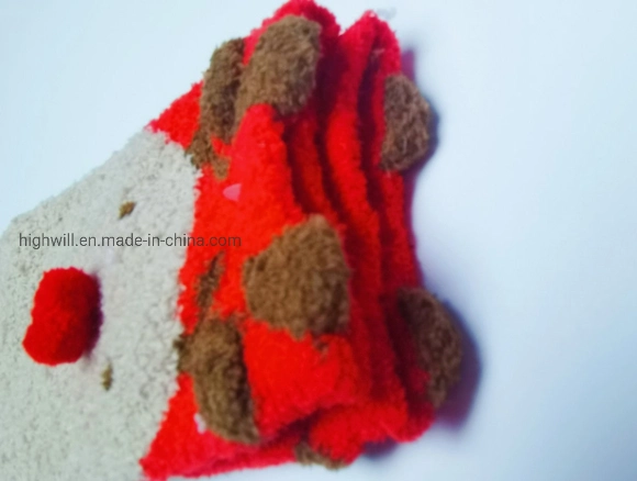 Christmas Warm Cute Deer Cartoon Pattern Coral Fleece Indoor Socks for Women