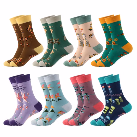 Wholesale Custom 100 Cotton Fashion Calcetines Happy Designer Mens Crew Socks Customized OEM Best Novelty Funky Colorful Funny Man Bamboo Cotton Socks